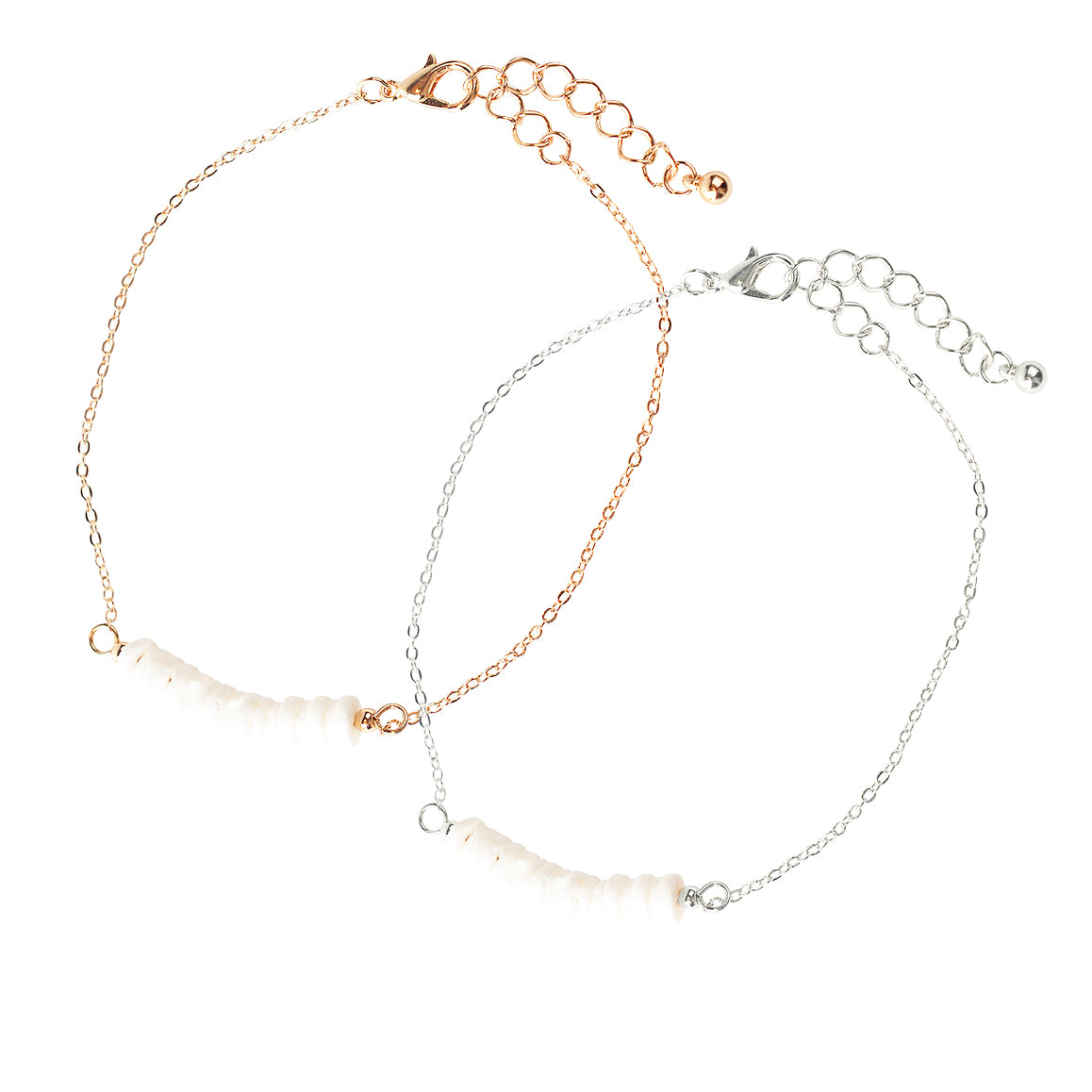 White Round Cut Shell Chip Anklet