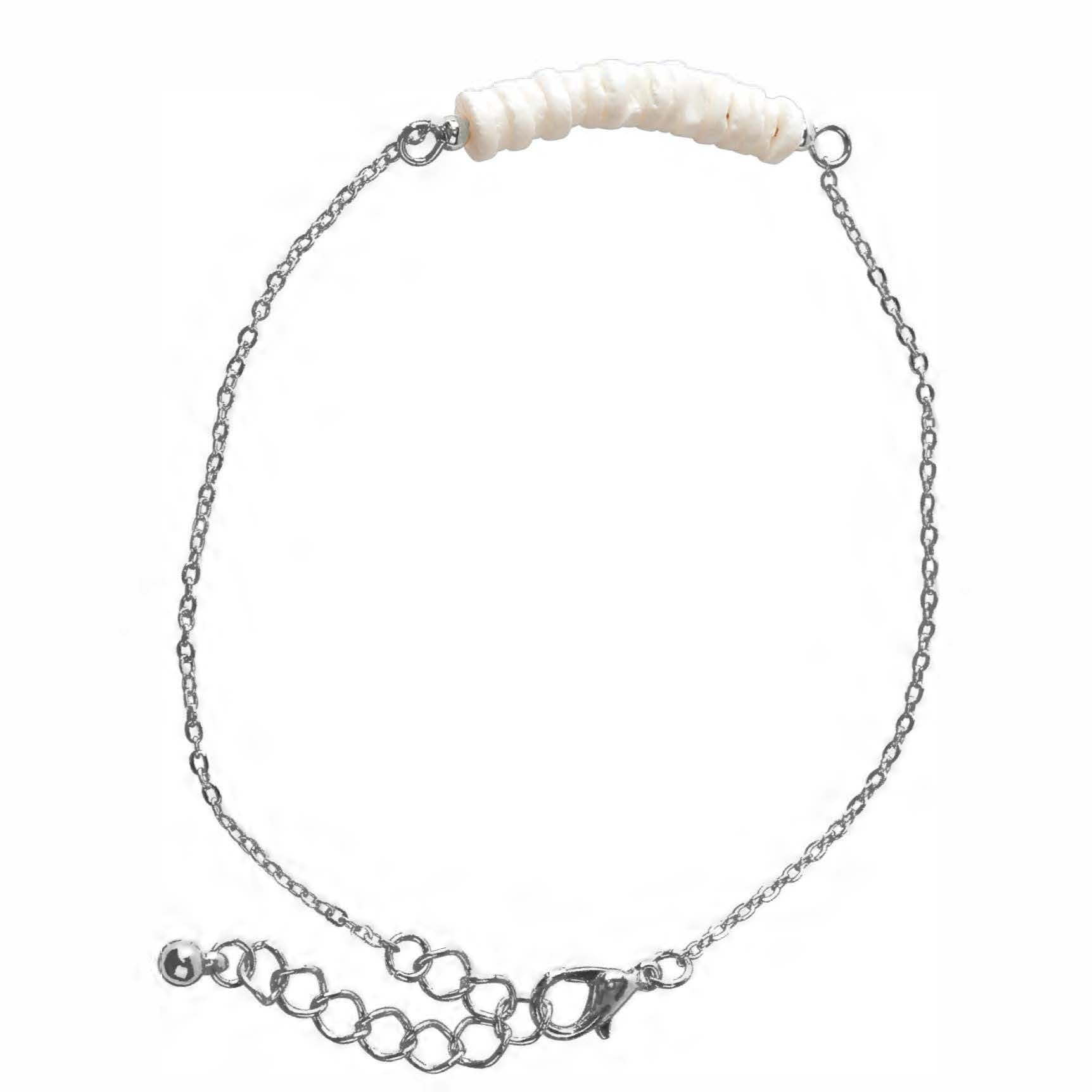 White Round Cut Shell Chip Anklet