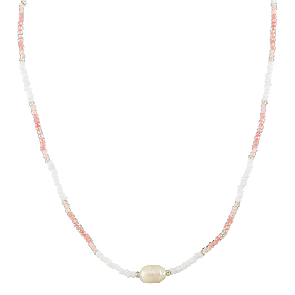 Station Seedbead & Freshwater Pearl Necklace