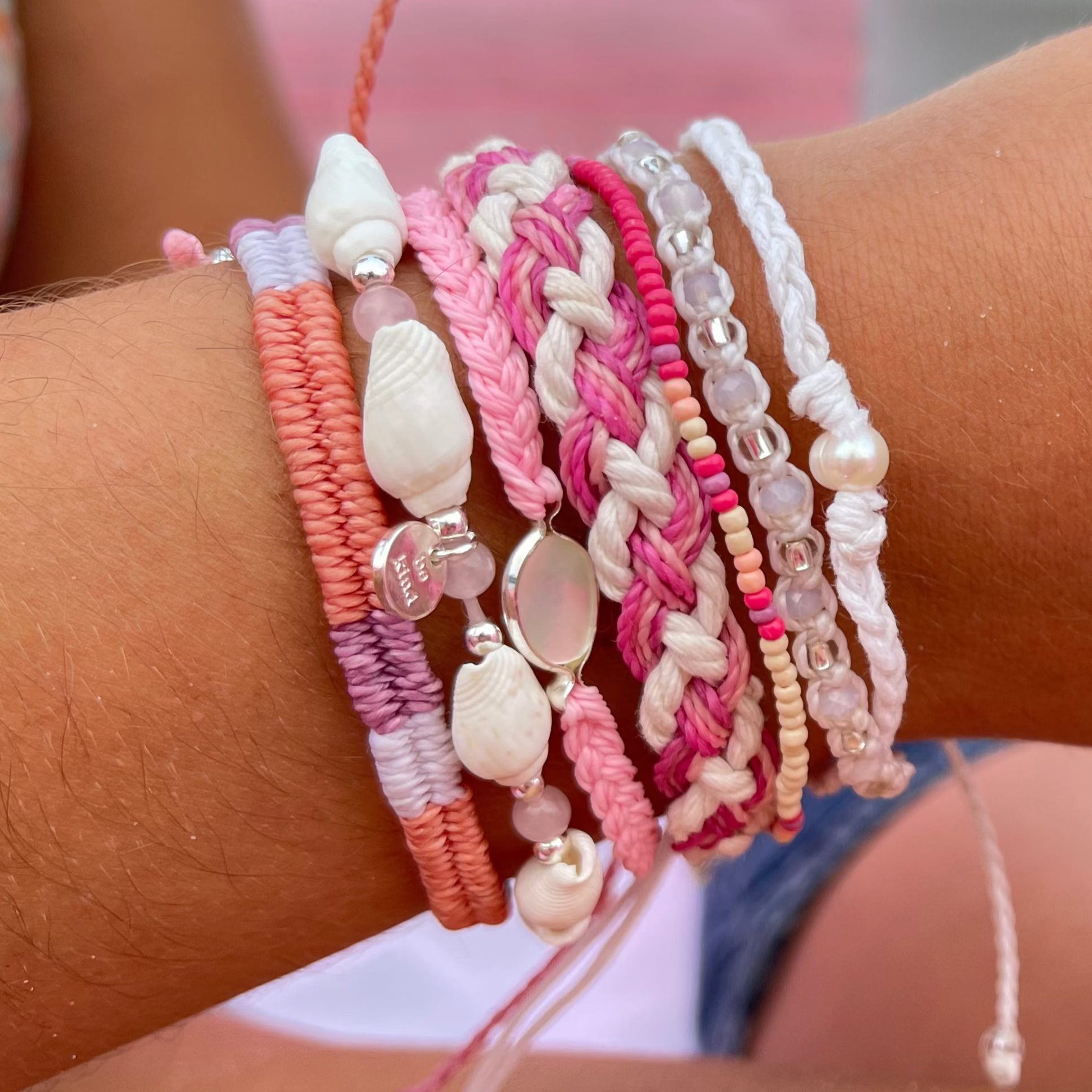 Wax Cord Mother of Pearl Braided Bracelet