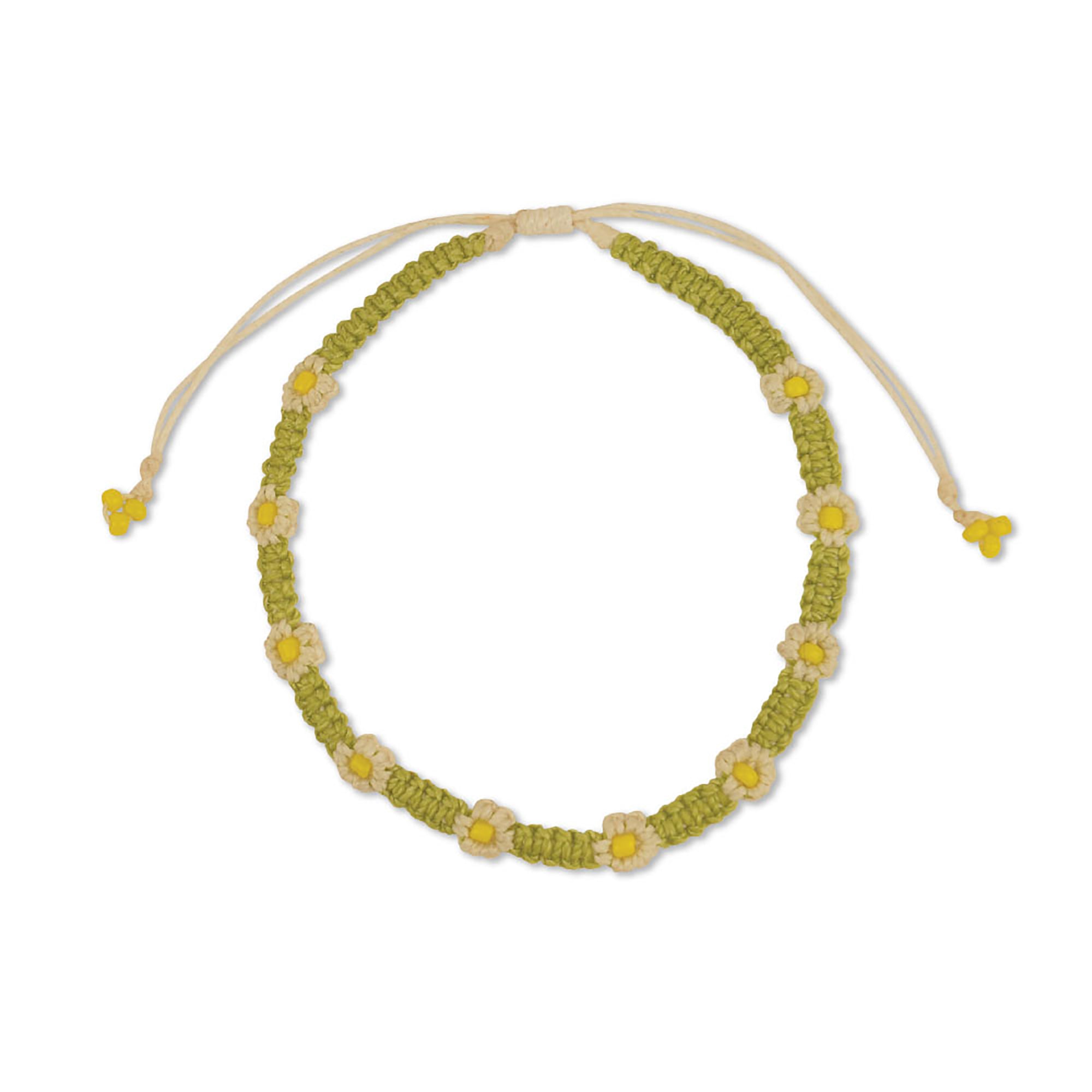 Macrame Daisy Wax Cord Anklet - Viva life Jewellery