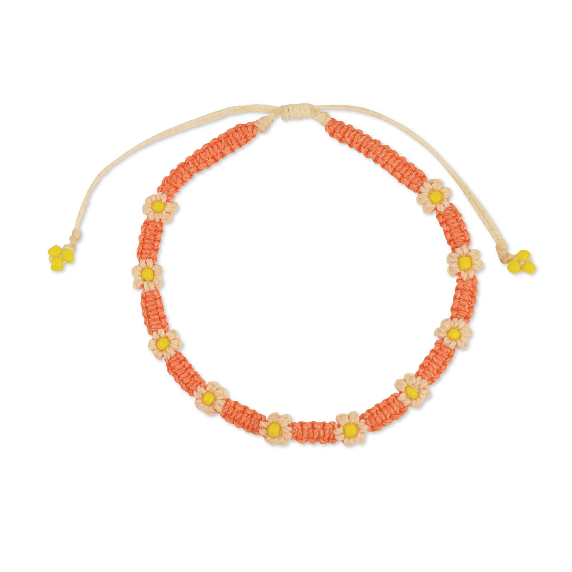 Macrame Daisy Wax Cord Anklet - Viva life Jewellery