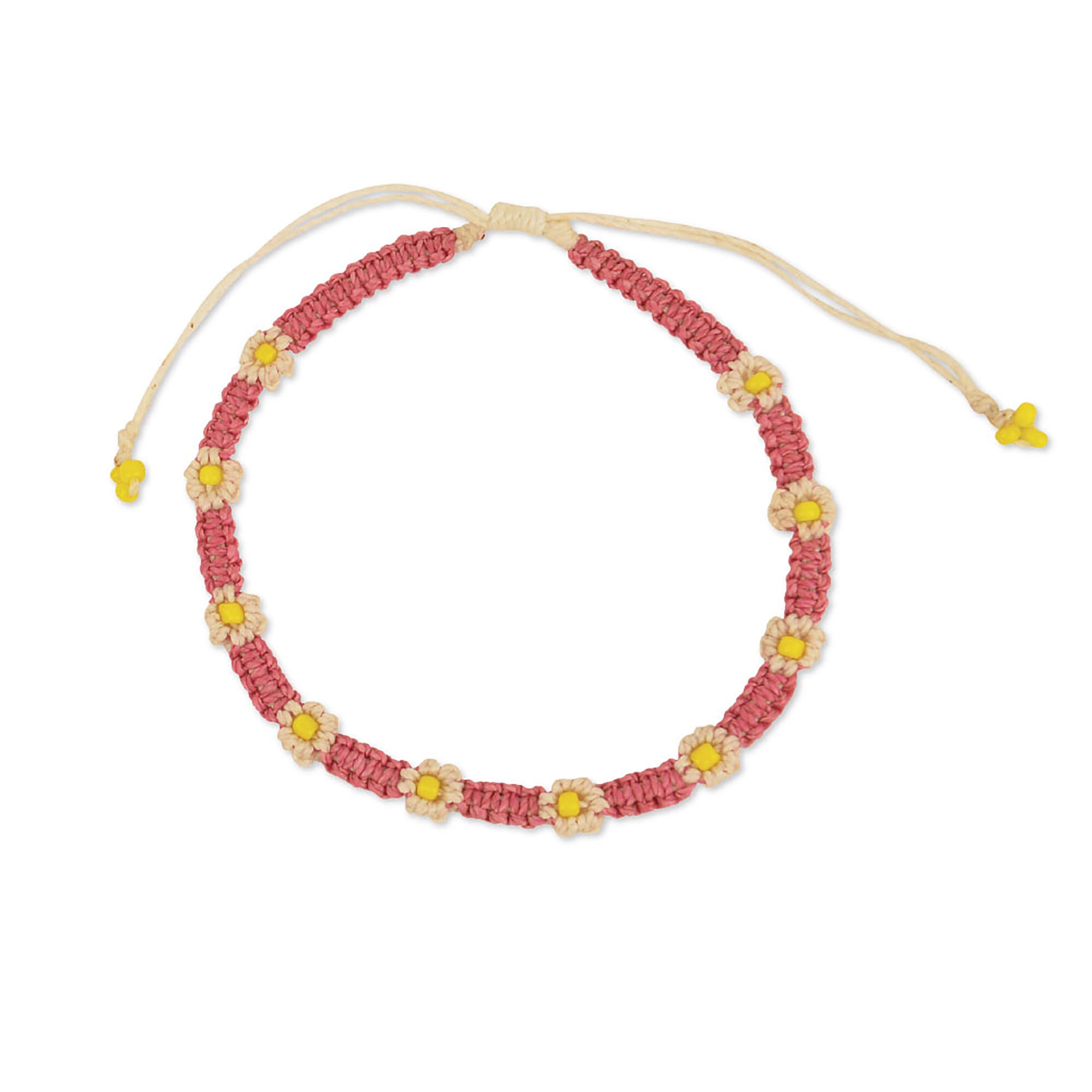 Macrame Daisy Wax Cord Anklet - Viva life Jewellery