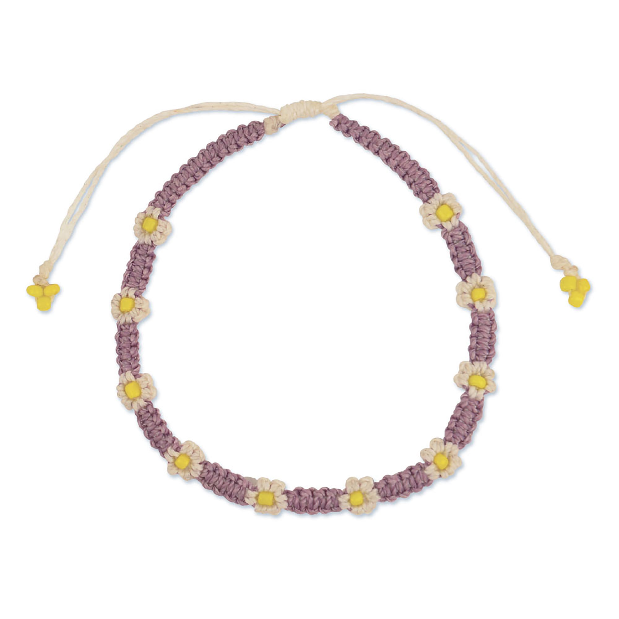 Macrame Daisy Wax Cord Anklet - Viva life Jewellery