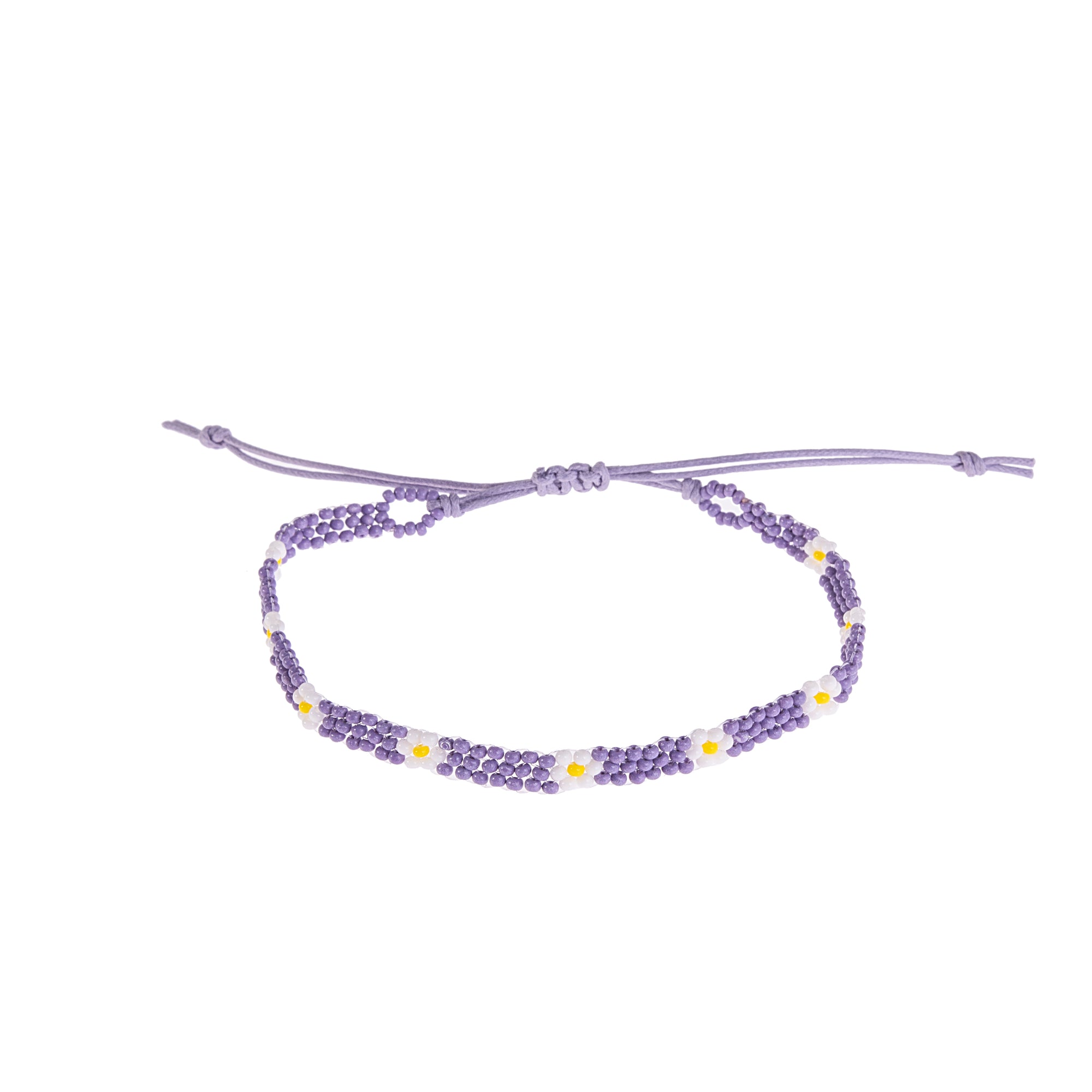 Colorful Handmade Seed Bead Daisy Anklet