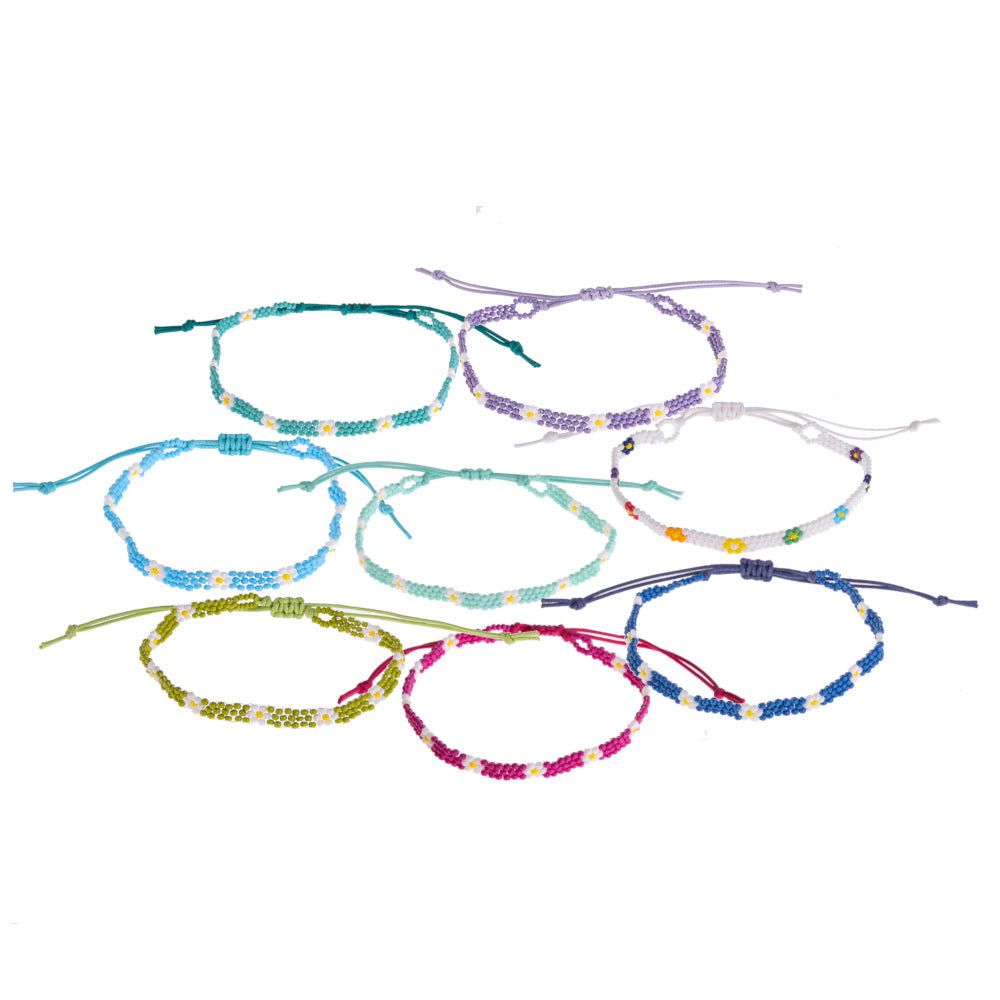 Colorful Handmade Seed Bead Daisy Anklet