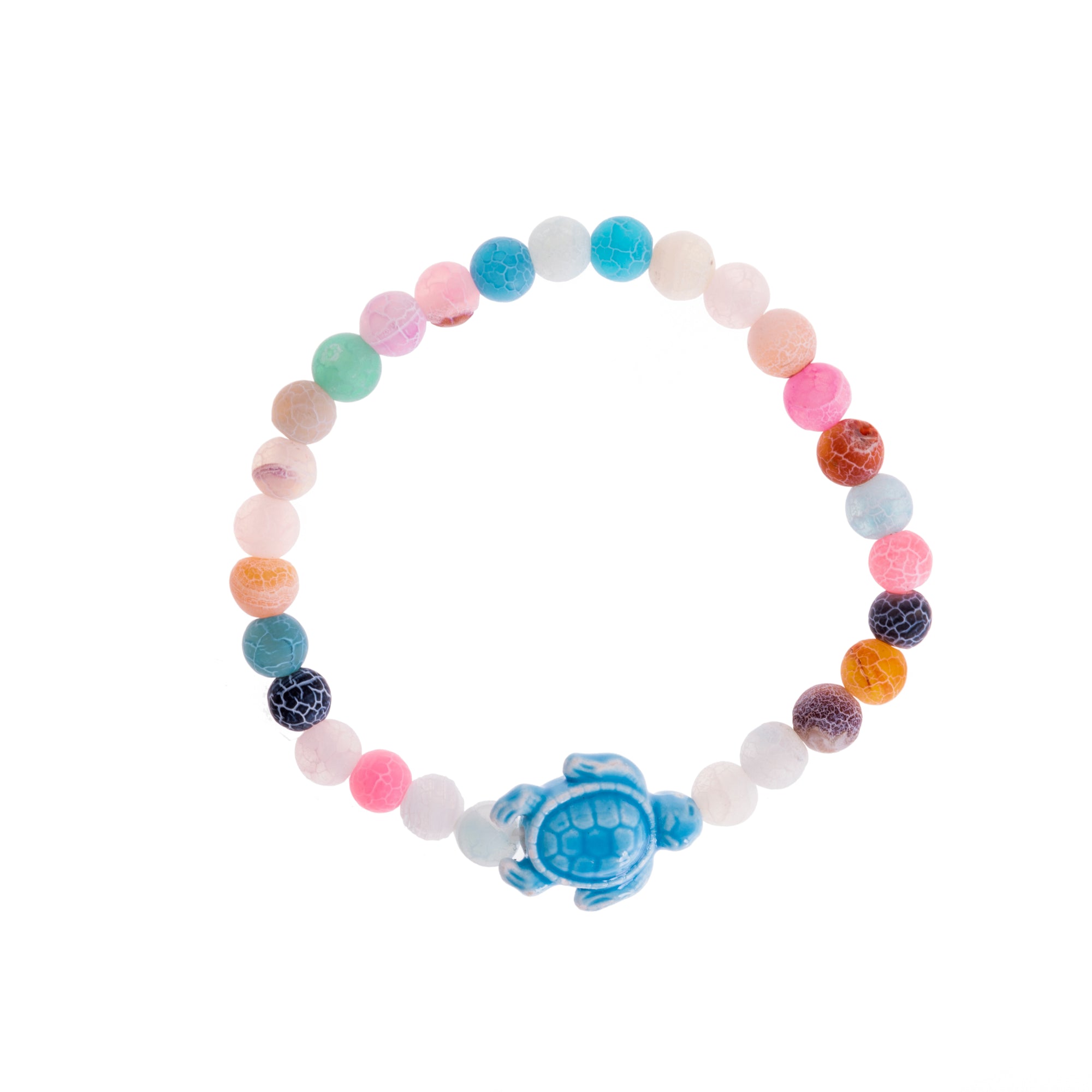 Colorful Ceramic Turtle Semi-Precious Stone Bracelet