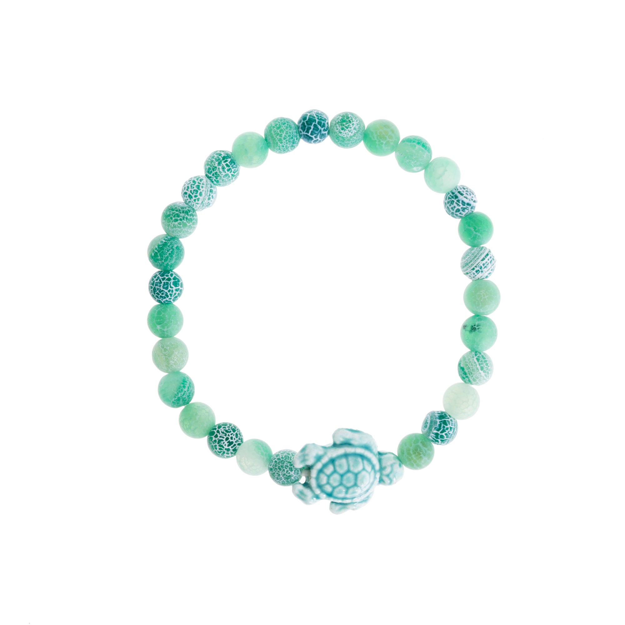 Colorful Ceramic Turtle Semi-Precious Stone Bracelet