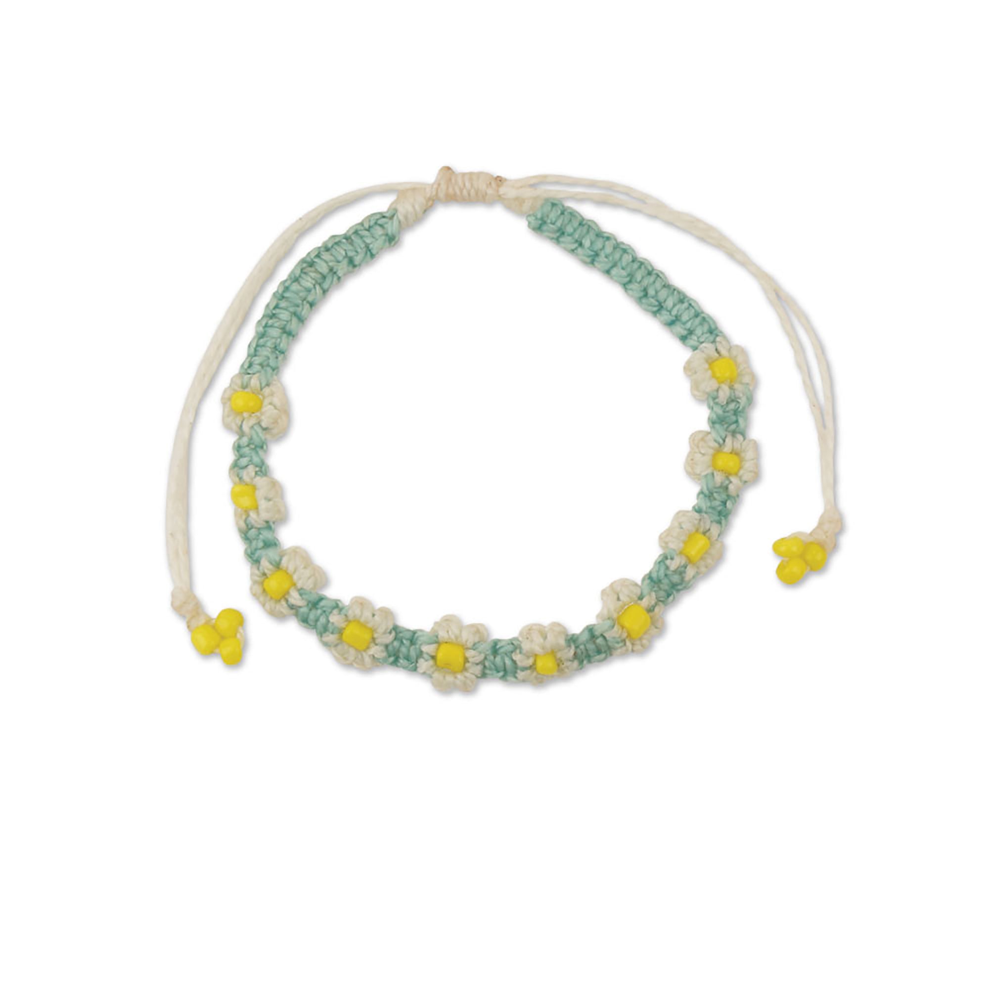Macrame Daisy Wax Cord Bracelet - Viva life Jewellery