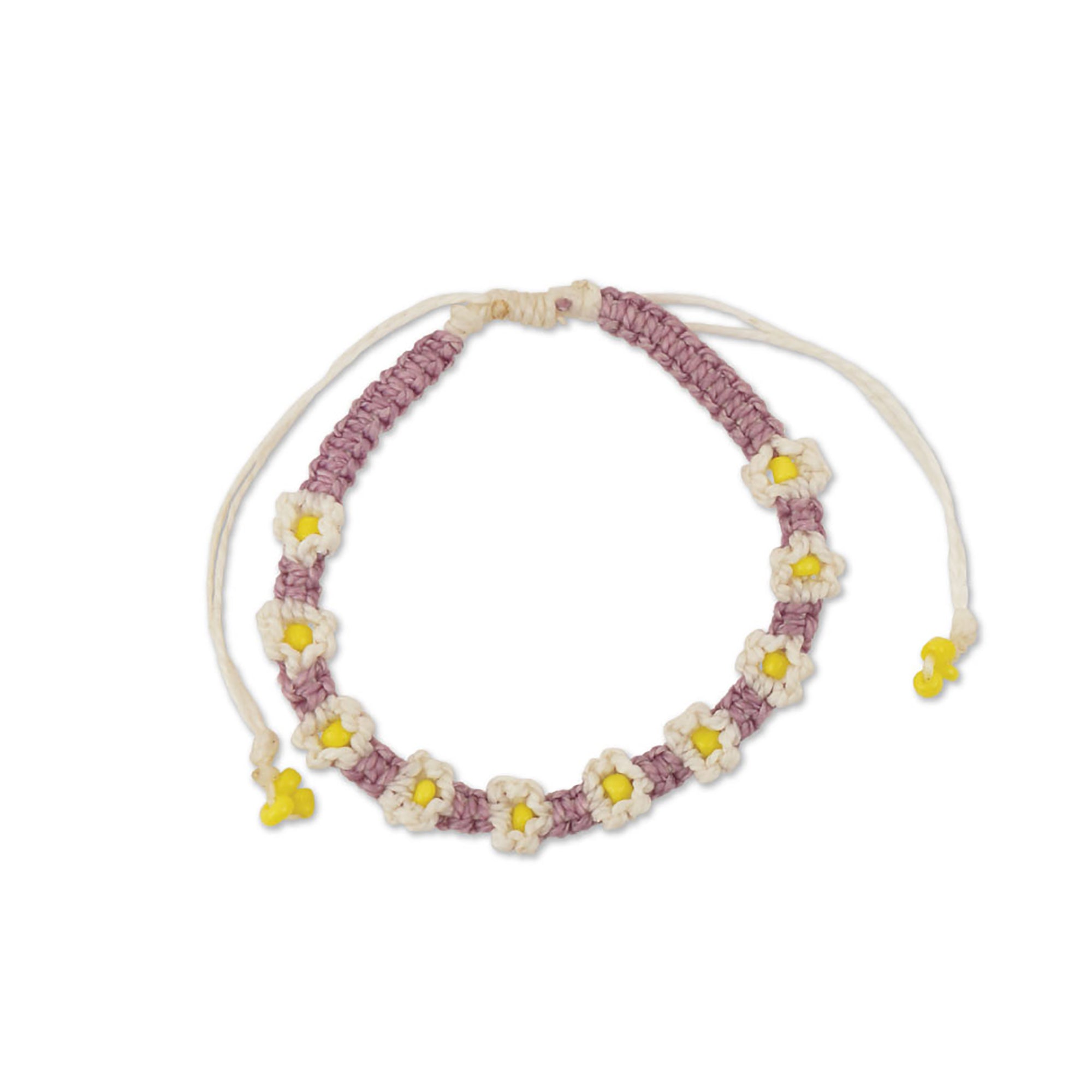 Macrame Daisy Wax Cord Bracelet - Viva life Jewellery