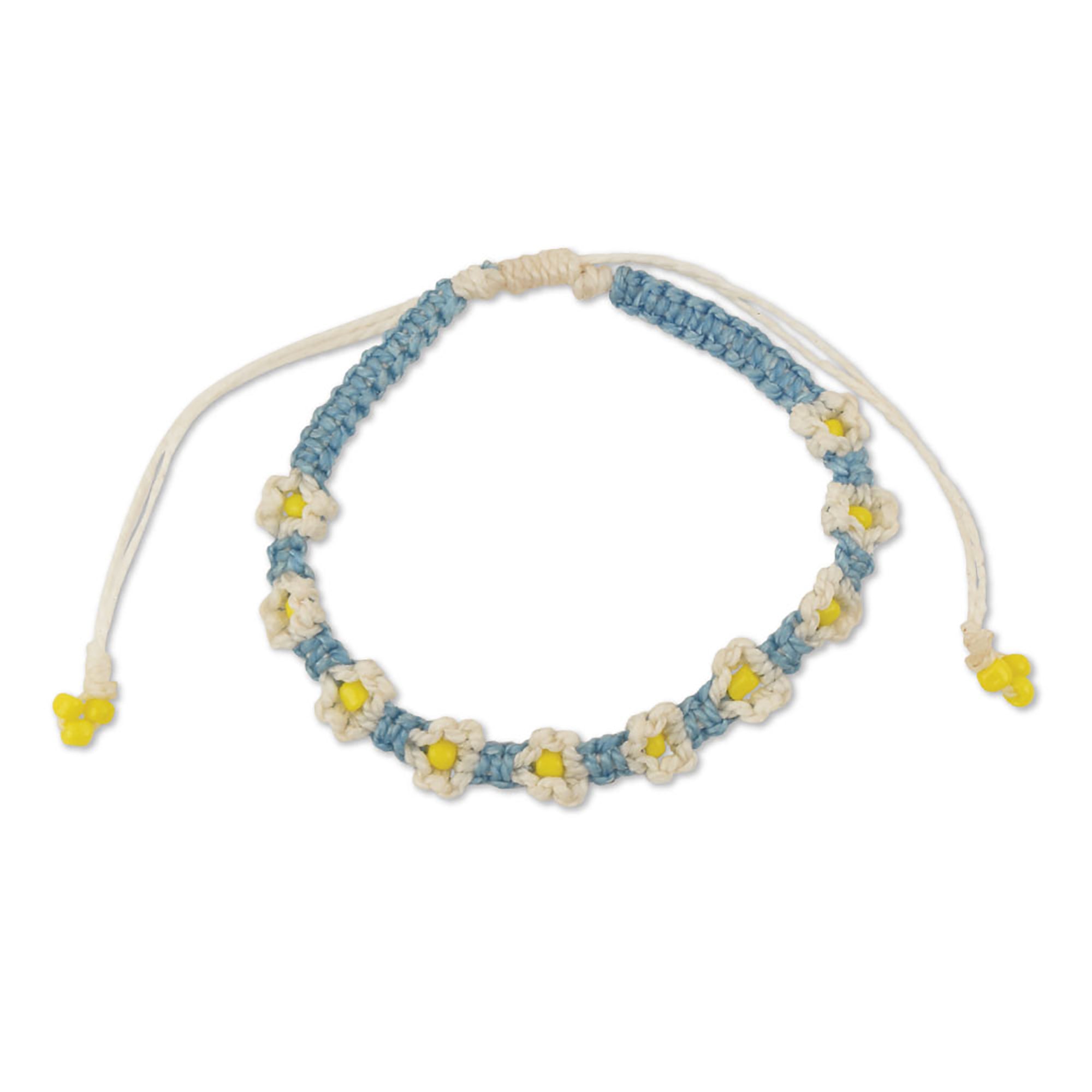 Macrame Daisy Wax Cord Bracelet - Viva life Jewellery