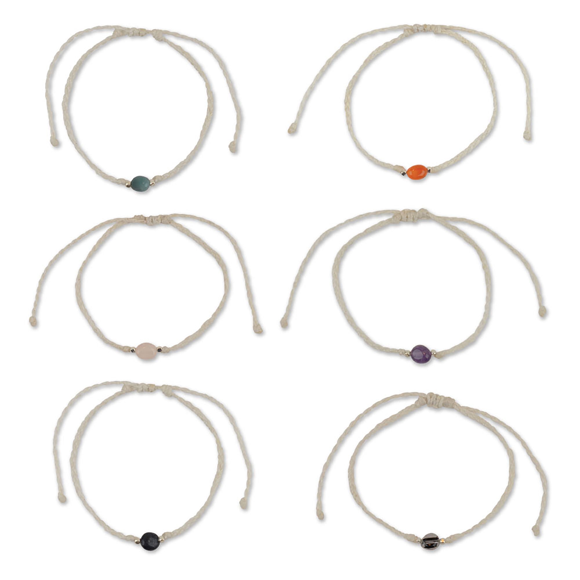 Natural Stone White Wax Cord Anklet - Viva life Jewellery