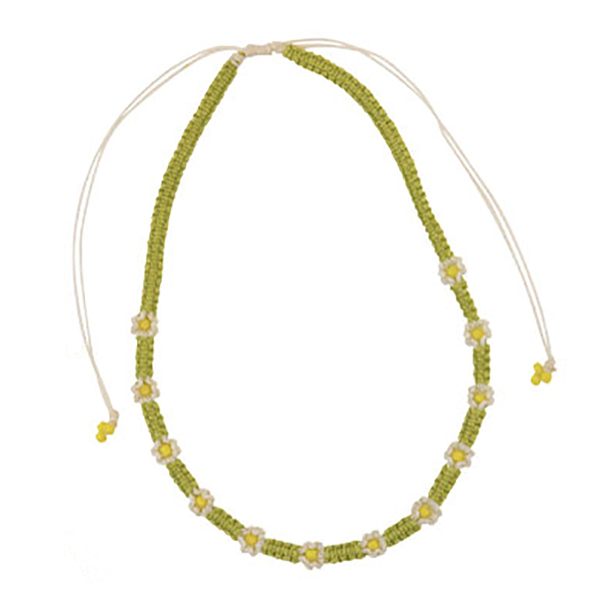 Macrame Daisy Wax Cord Necklace - Viva life Jewellery