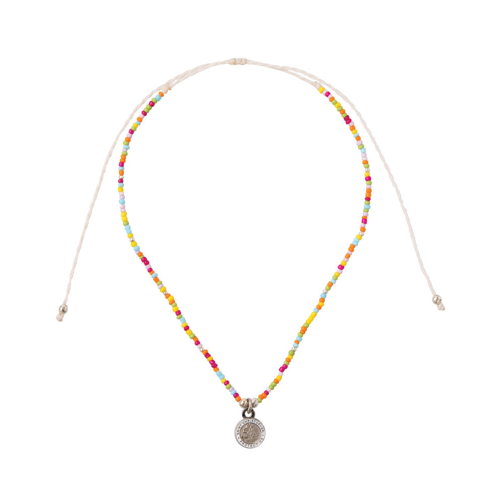 Seed Bead Saint Christopher Charm Necklace