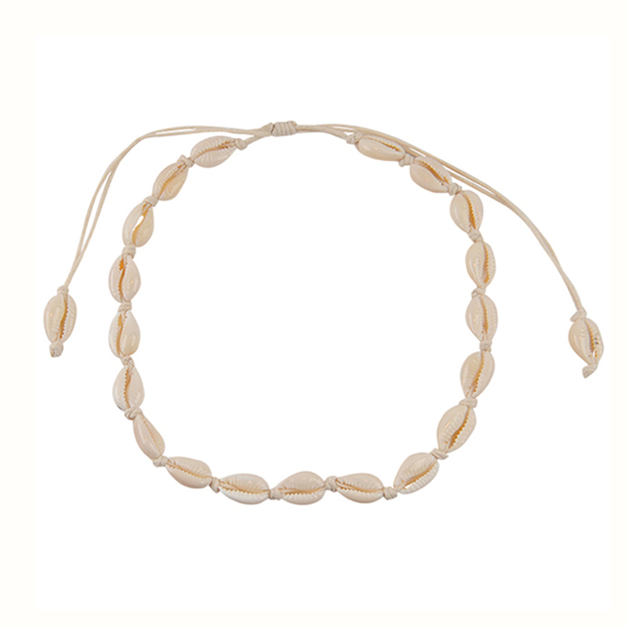 Cowrie Handmade Slide Knot Linen Necklace