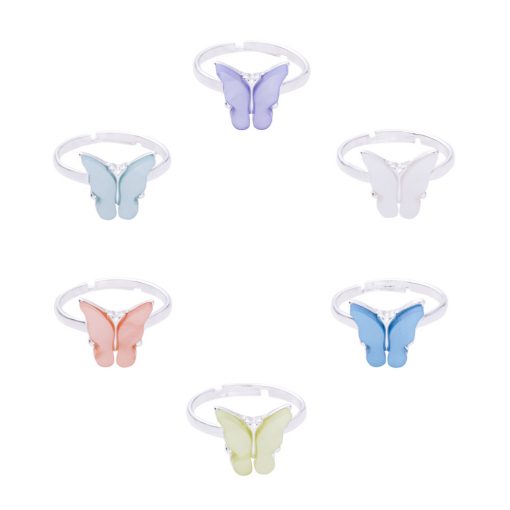 Colorful Acrylic Butterfly Adjustable Ring