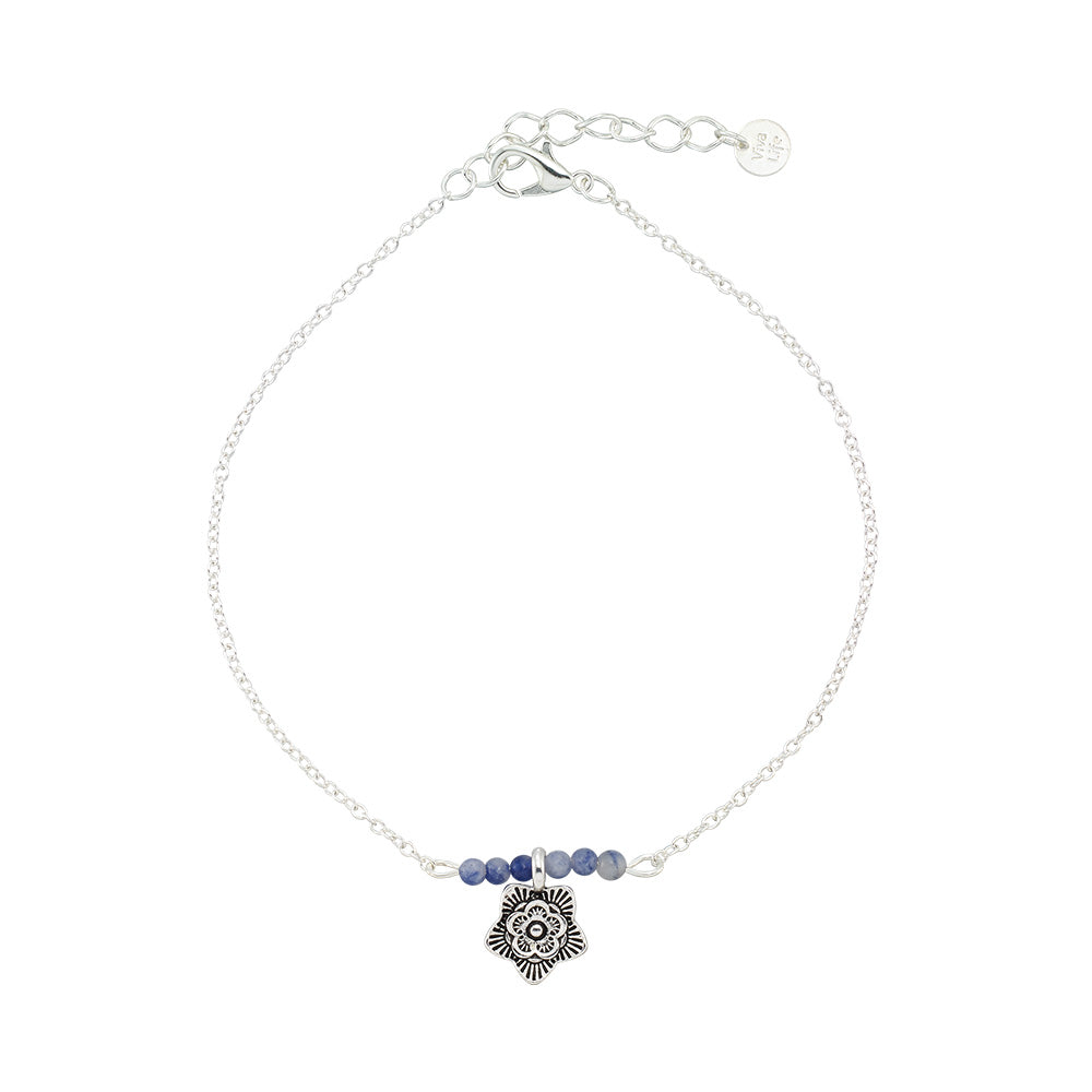 Flower &amp; Natural Stone Anklet