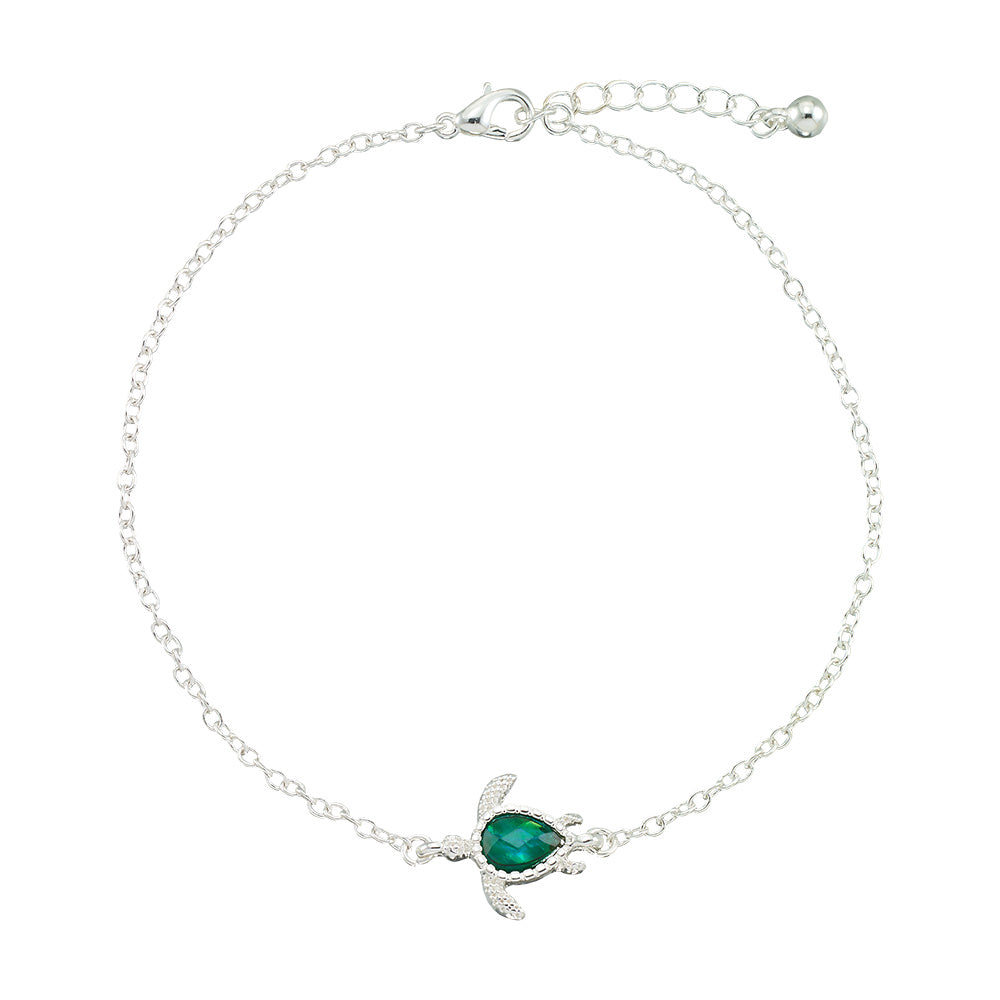 Silver Abalone Turtle Anklet