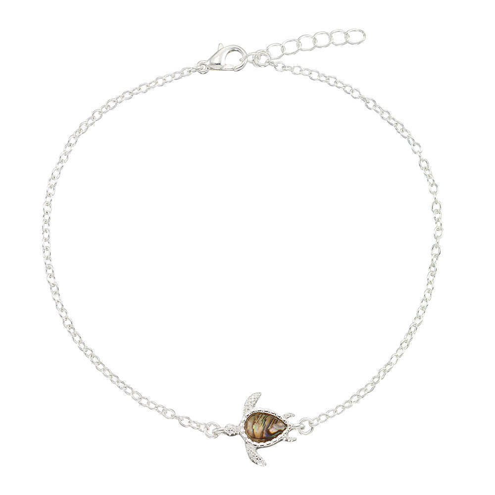 Silver Abalone Turtle Anklet