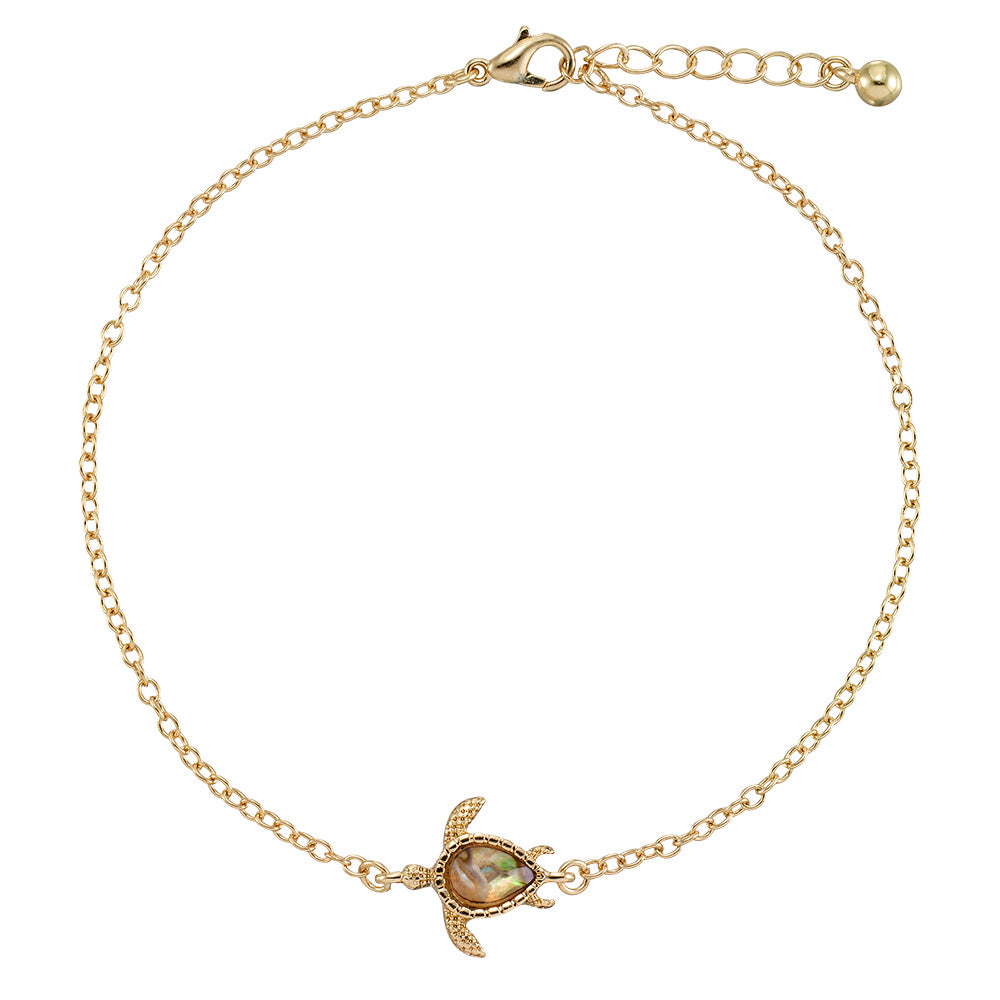 Gold Abalone Turtle Anklet