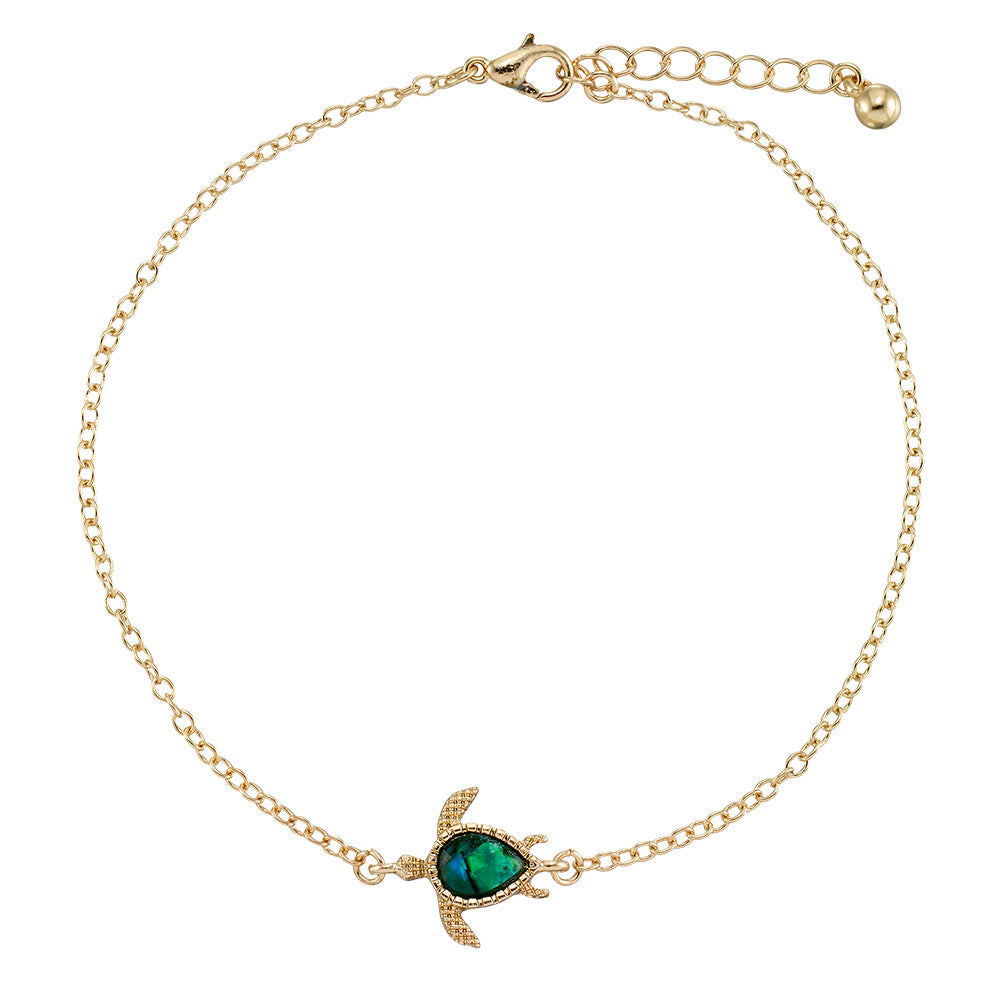 Gold Abalone Turtle Anklet