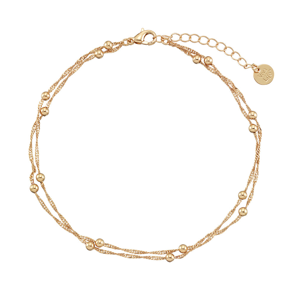 Double Strand Metal Bead Anklet