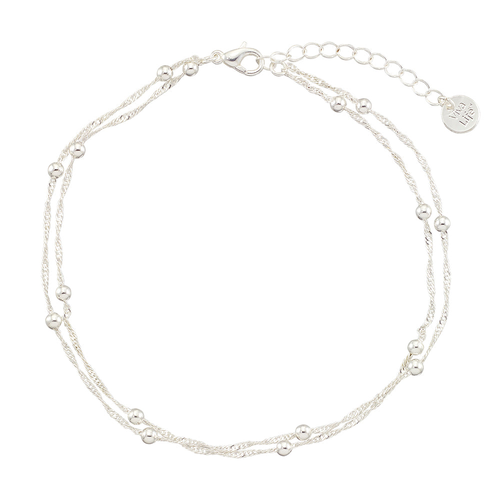 Double Strand Metal Bead Anklet