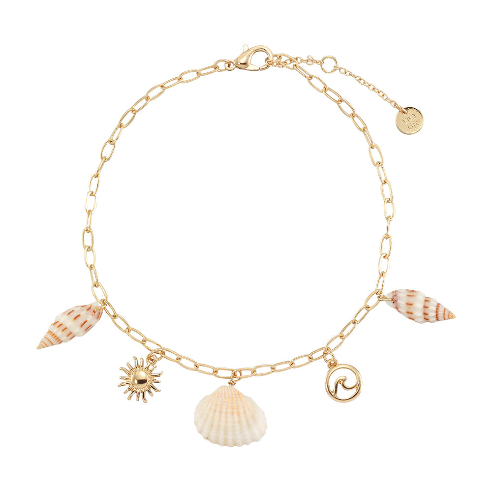 Wave/Sun/Shell Charm Anklet