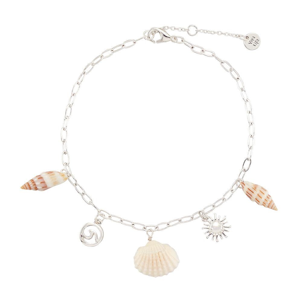 Wave/Sun/Shell Charm Anklet