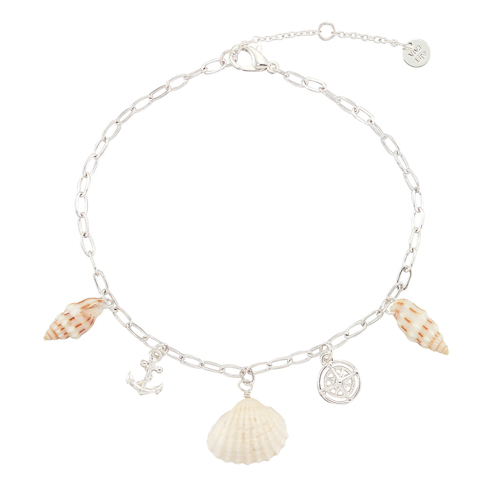 Anchor/Compass/Shell Charm Anklet