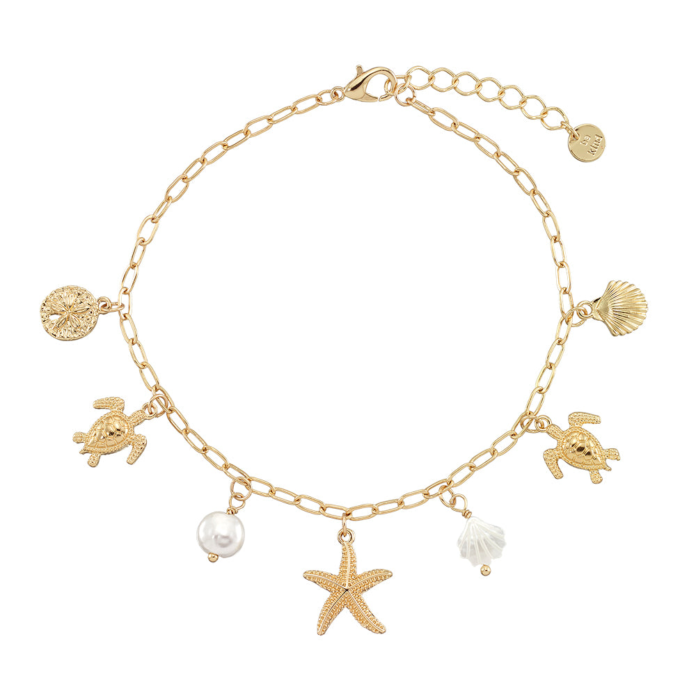 Sealife Mix Pearl Charm Anklet