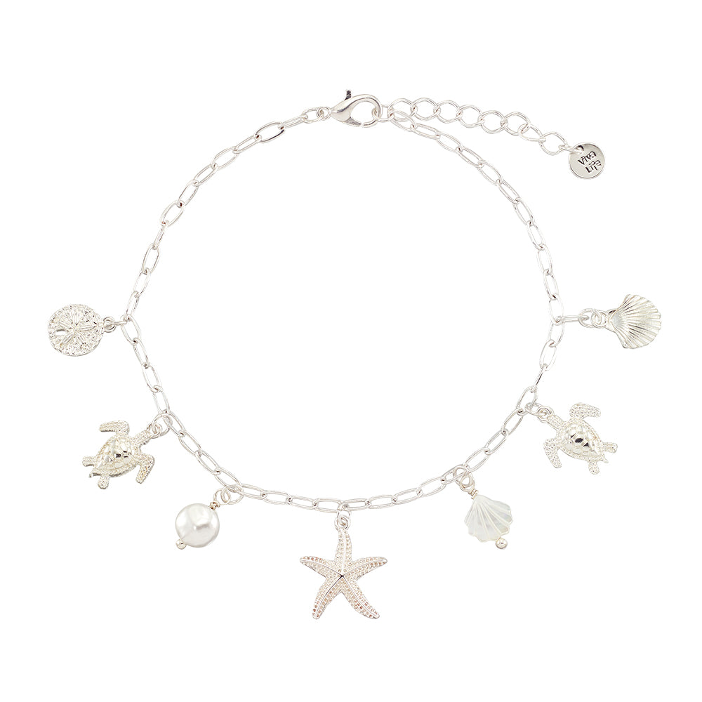 Sealife Mix Pearl Charm Anklet