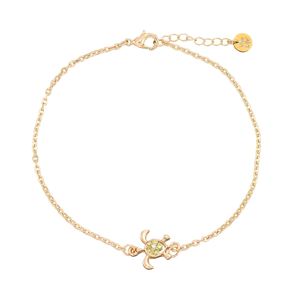 "Give Back" Turtle Hibiscus Anklet