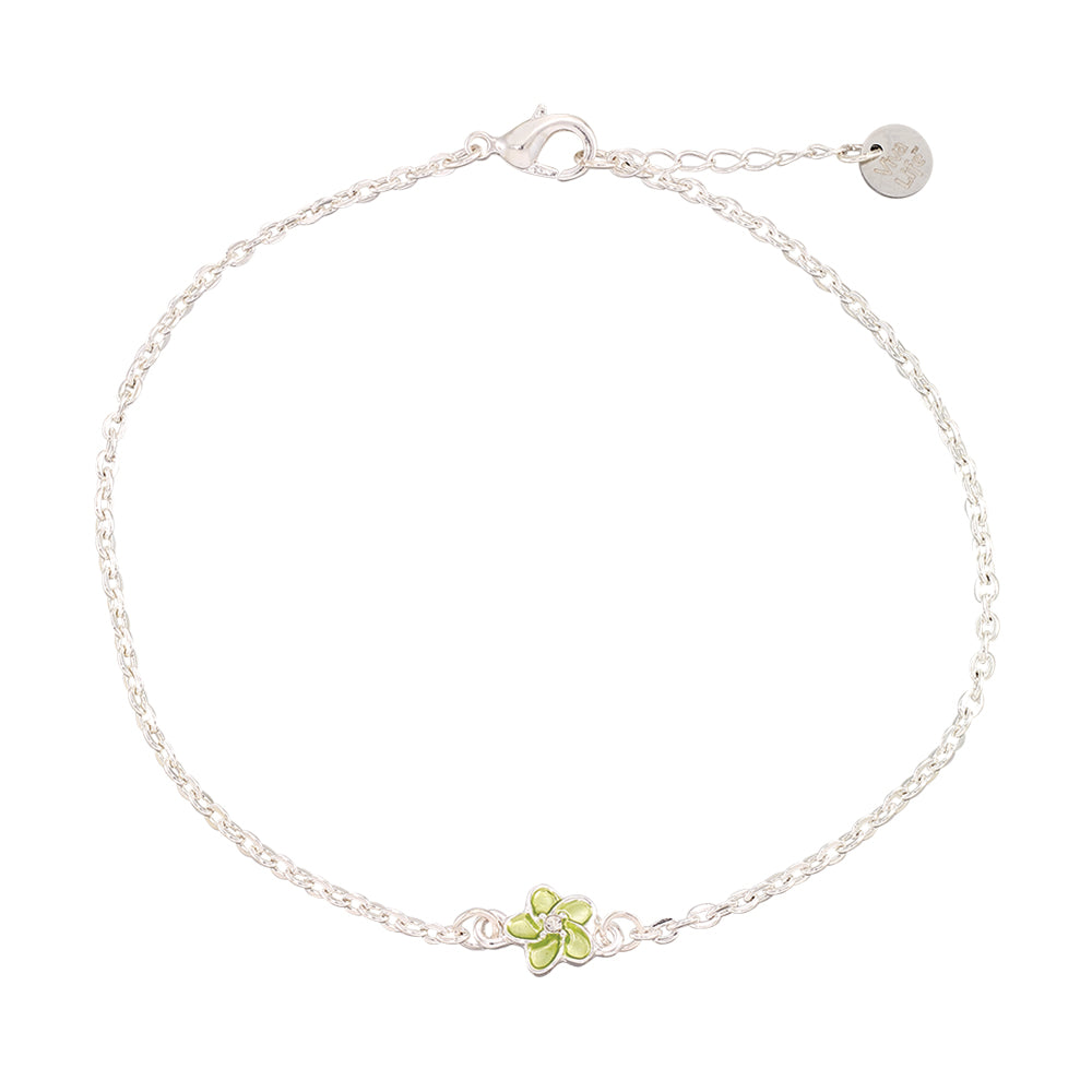 Enamel Hibiscus Flower Anklet