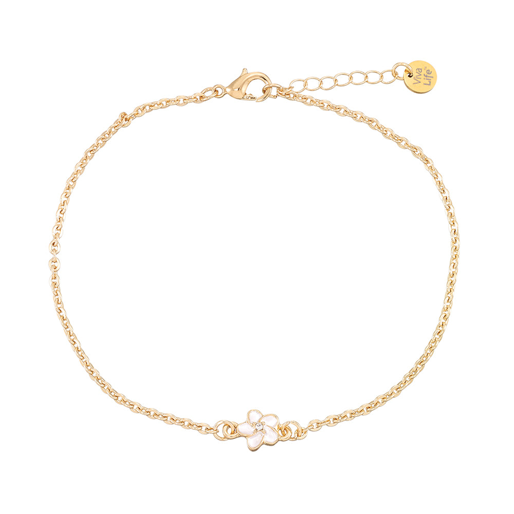 Enamel Hibiscus Flower Anklet