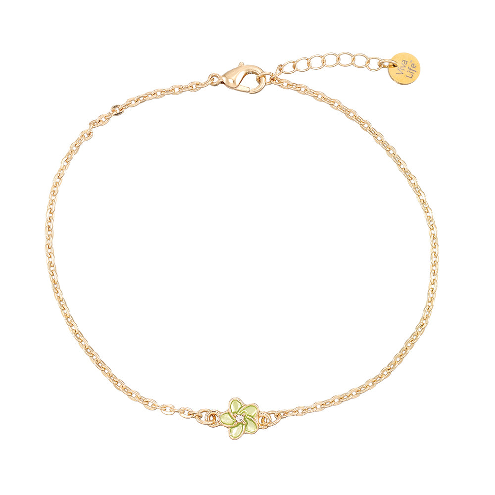 Enamel Hibiscus Flower Anklet