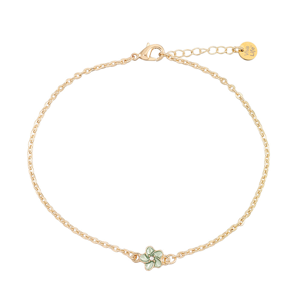 Enamel Hibiscus Flower Anklet