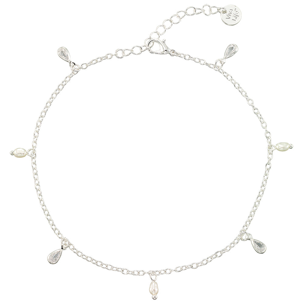 Teardrop Crystal Freshwater Pearl Anklet