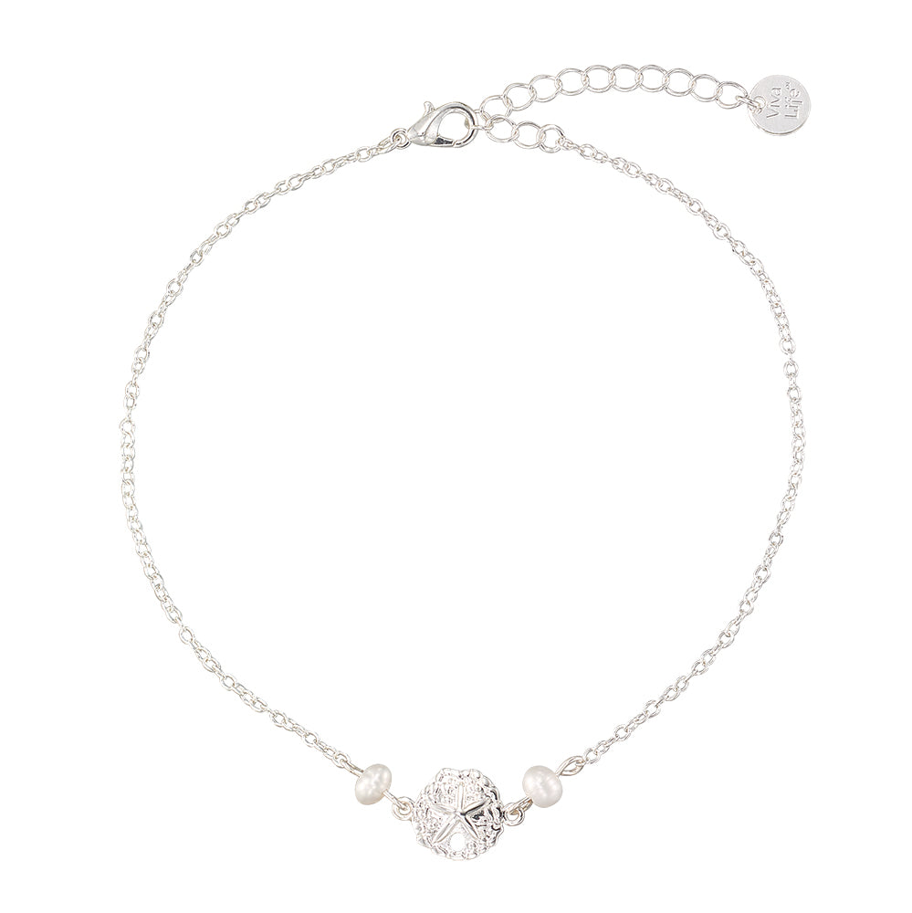 Hibiscus Flower & Freshwater Pearl Anklet