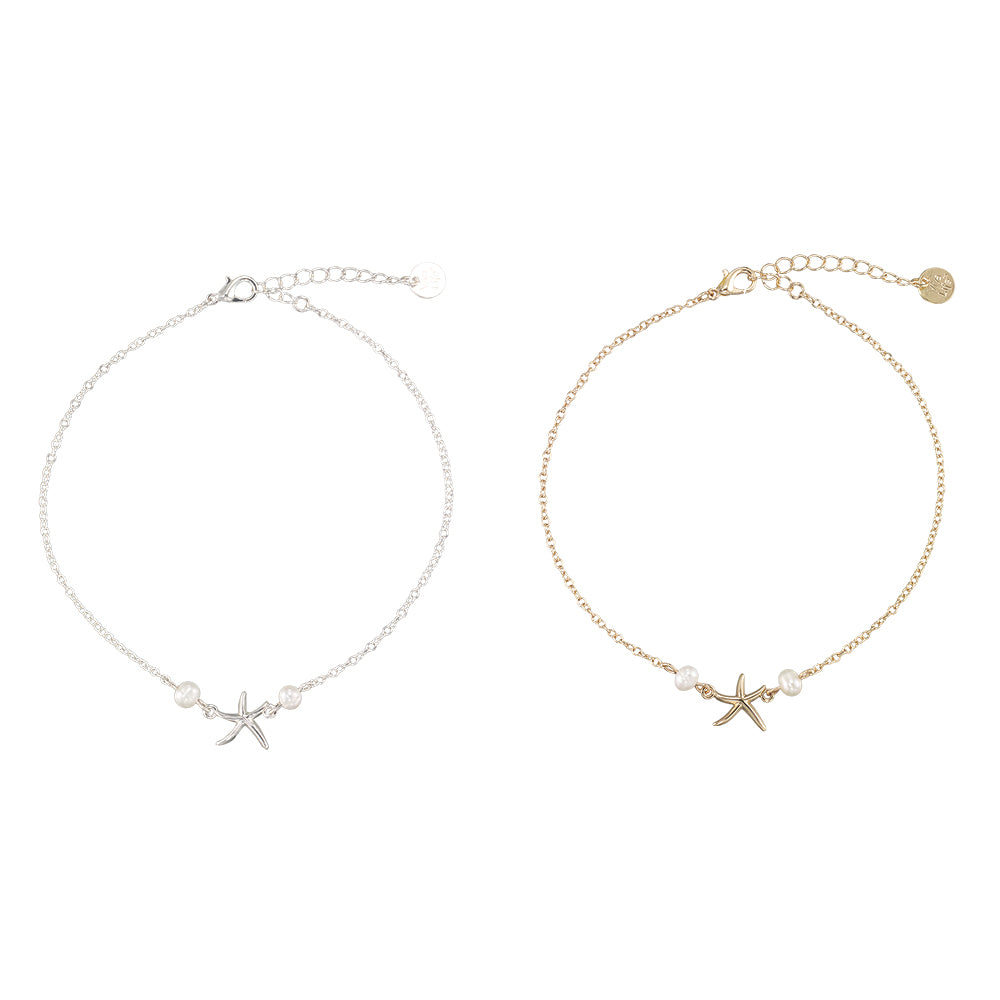 Starfish & Freshwater Pearl Anklet