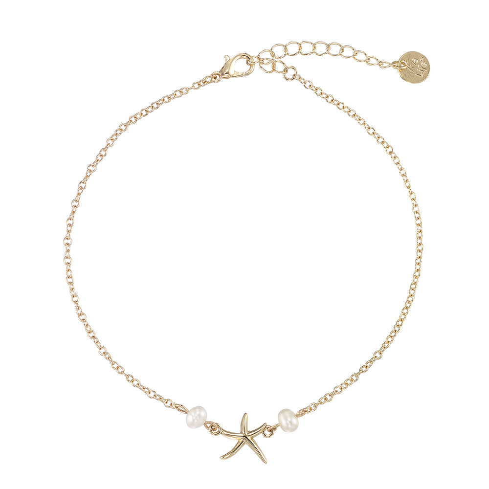 Starfish & Freshwater Pearl Anklet