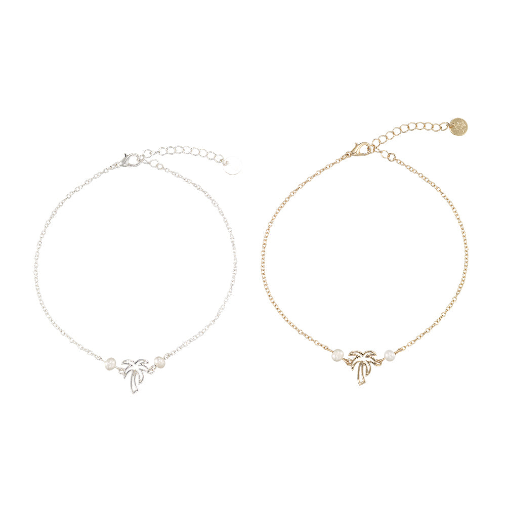 Palm Tree & Freshwater Pearl Anklet