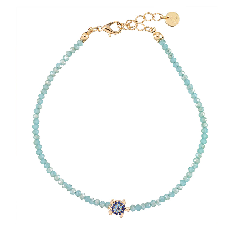 Eye of Protection Turtle Glass Crystal Anklet