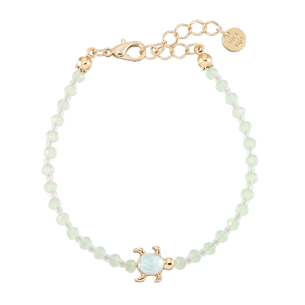 "Give Back" Enamel Turtle Glass Crystal Anklet