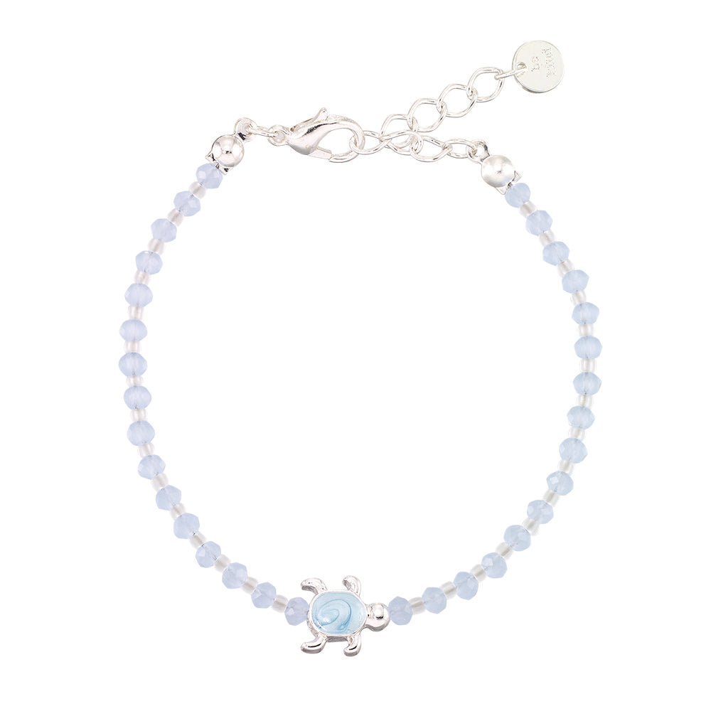 "Give Back" Enamel Turtle Glass Crystal Anklet