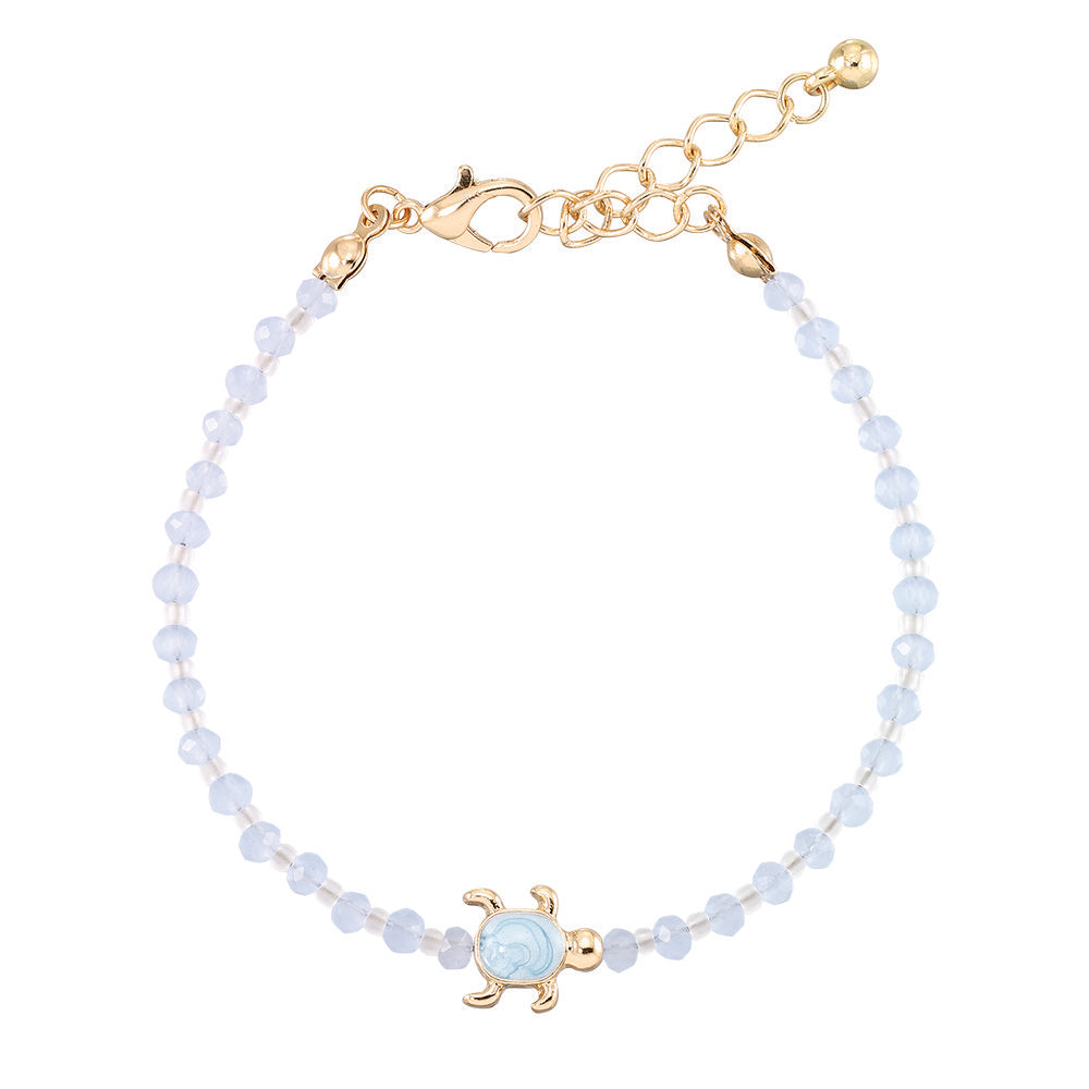 &quot;Give Back&quot; Enamel Turtle Glass Crystal Anklet