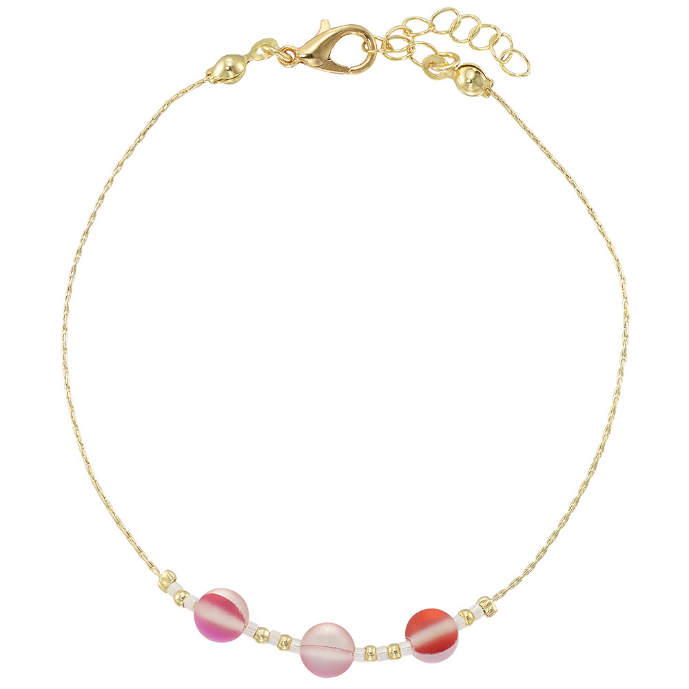 Frosted Glass Bead Anklet