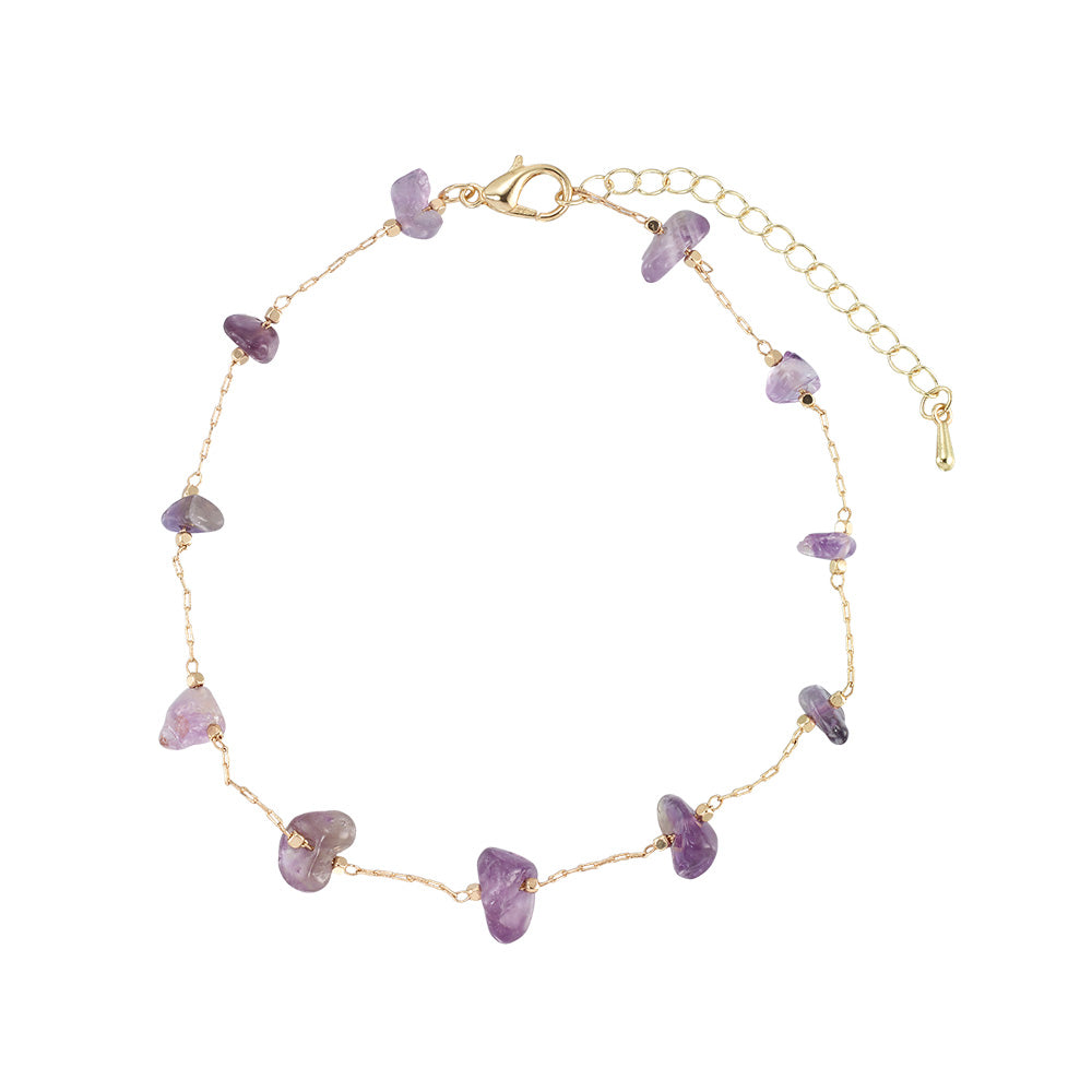 Stone Chip Gold Chain Anklet
