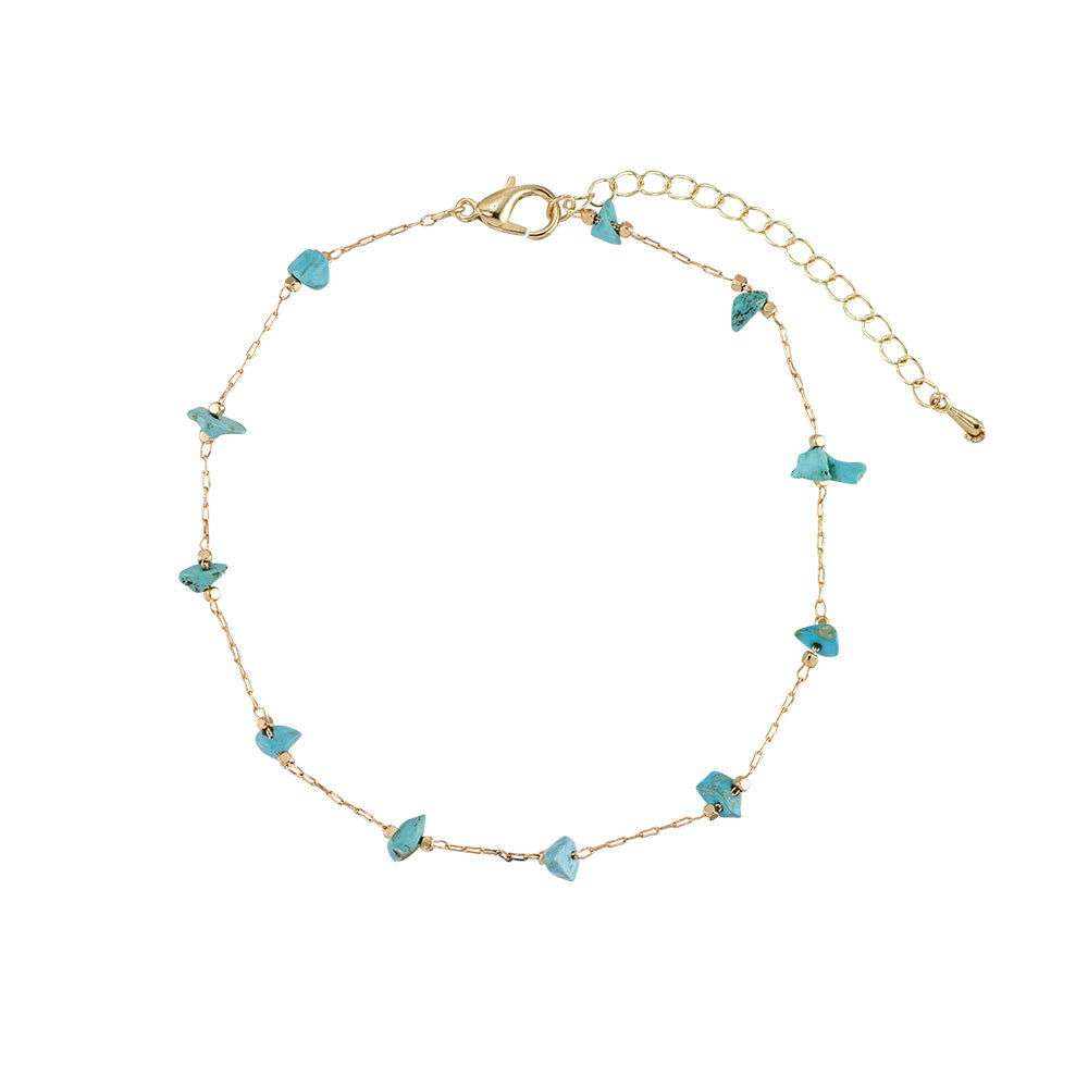 Stone Chip Gold Chain Anklet