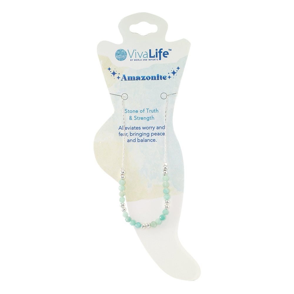 Silver Chain Stone Anklet